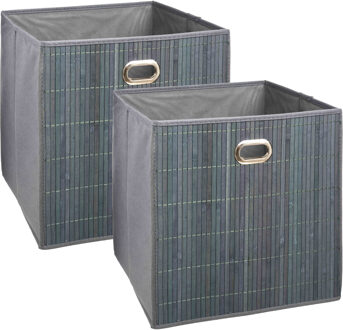 5five Opbergmand/kastmand - 3x - grijs - linnen/bamboe - 31 x 31 x 31 cm - 29 liter - Vakkenkast