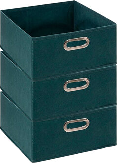 5five Opbergmand/kastmand - 3x - petrol blauw - linnen - 14 liter - 31 x 31 x 15 cm - Opbergbox - Vakkenka