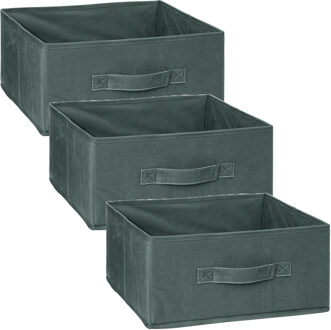 5five Opbergmand/kastmand - 3x stuks - 14 liter - groen - 31 x 31 x 15 cm