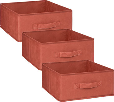 5five Opbergmand/kastmand - 3x - vakkenkast - 14 liter - bordeaux rood - 31 x 31 x 15 cm - Opbergmanden