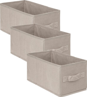 5five Opbergmand/kastmand - 3x - vakkenkast - 7 liter - beige - 15 x 31 x 15 cm - Opbergmanden