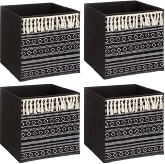 5five Opbergmand/kastmand - 4x - karton/kunststof - 29 liter - zwart - 31 x 31 x 31 cm