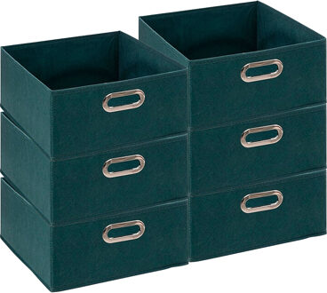 5five Opbergmand/kastmand - 6x - petrol blauw - linnen - 14 liter - 31 x 31 x 15 cm - Opbergbox - Vakkenka