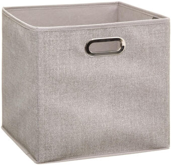 5five Opbergmand/kastmand beige - linnen - 31 x 31 x 31 cm - Opbergmanden