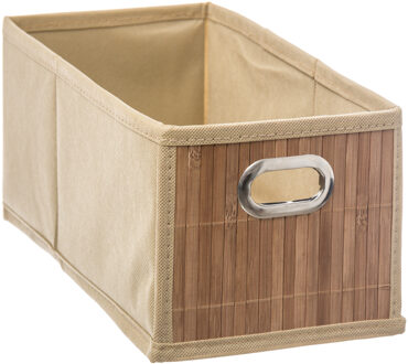 5five Opbergmand/kastmand - beige - linnen/bamboe - 15 x 14 x 31 cm - 6.5 liter - Vakkenkast
