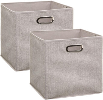 5five Opbergmand/kastmand beige - Set van 4x stuks - linnen - 29 liter - 31 x 31 x 31 cm - Opbergbox - Vak