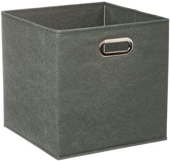 5five Opbergmand / kastmand - grijs/groen - linnen - 29 liter - 31 x 31 x 31 cm - Opbergbox - Vakkenkast