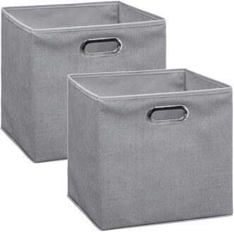 5five Opbergmand/kastmand grijs - Set van 2x stuks - linnen - 29 liter - 31 x 31 x 31 cm - Opbergbox - Vak