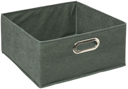 5five Opbergmand/kastmand - grijsgroen - linnen - 14 liter - 31 x 31 x 15 cm - Opbergbox - Vakkenkast