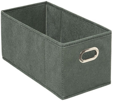 5five Opbergmand/kastmand - grijsgroen - linnen - 7 liter - 31 x 15 x 15 cm - Opbergbox - Vakkenkast