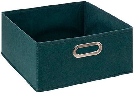 5five Opbergmand/kastmand - petrol blauw - linnen - 14 liter - 31 x 31 x 15 cm - Opbergbox - Vakkenkast