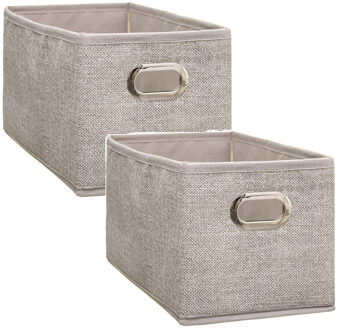 5five Opbergmand/kastmand - Set van 2x stuks - beige - linnen - 7 liter - 31 x 15 x 15 cm - Opbergbox - Va