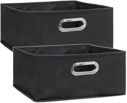 5five Opbergmand/kastmand - Set van 2x stuks - donkergrijs - linnen - 14 liter - 31 x 31 x 15 cm - Opbergb