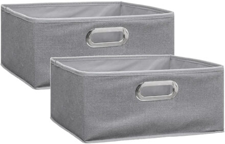 5five Opbergmand/kastmand - Set van 2x stuks - grijs - linnen - 14 liter - 31 x 31 x 15 cm - Opbergbox - V