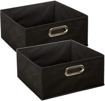 5five Opbergmand/kastmand - Set van 2x stuks - zwart - linnen - 14 liter - 31 x 31 x 15 cm - Opbergbox - V