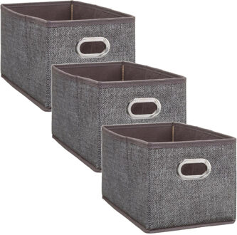 5five Opbergmand/kastmand - Set van 3x stuks - bruin - linnen - 7 liter - 31 x 15 x 15 cm - Opbergbox - Va