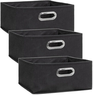 5five Opbergmand/kastmand - Set van 3x stuks - donkergrijs - linnen - 14 liter - 31 x 31 x 15 cm - Opbergb