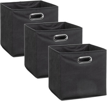 5five Opbergmand / kastmand - Set van 3x stuks - donkergrijs - linnen - 29 liter - 31 x 31 x 31 cm - Opber