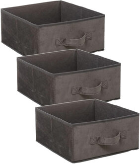 5five Opbergmand/kastmand - Set van 3x stuks - grijs - 14 liter - 31 x 31 x 15 cm - Opbergboxen - Vakkenka