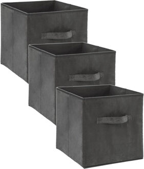 5five Opbergmand/kastmand - Set van 3x stuks - grijs - 29 liter - 31 x 31 x 31 cm - Opbergboxen - Vakkenka