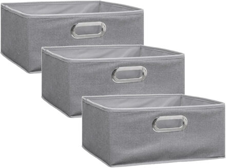 5five Opbergmand/kastmand - Set van 3x stuks - grijs - linnen - 14 liter - 31 x 31 x 15 cm - Opbergbox - V