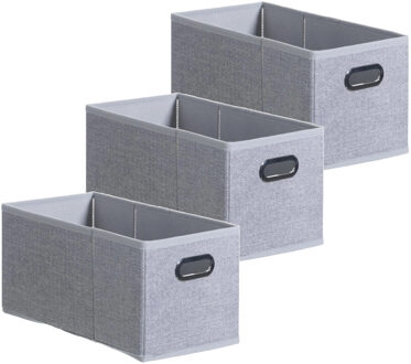 5five Opbergmand/kastmand - Set van 3x stuks - grijs - linnen - 7 liter - 31 x 15 x 15 cm - Opbergbox - Va