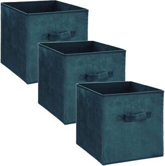 5five Opbergmand/kastmand - Set van 3x stuks - petrol groen - 29 liter - 31 x 31 x 31 cm - Opbergboxen - V