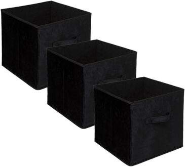 5five Opbergmand/kastmand - Set van 3x stuks - zwart - 29 liter - 31 x 31 x 31 cm - Opbergboxen - Vakkenka