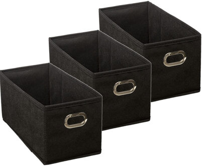 5five Opbergmand/kastmand - Set van 3x stuks - zwart - linnen - 7 liter - 31 x 15 x 15 cm - Opbergbox - Va