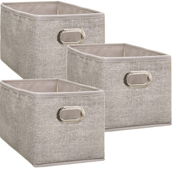 5five Opbergmand/kastmand - Set van 4x stuks - beige - linnen - 7 liter - 31 x 15 x 15 cm - Opbergbox - Va