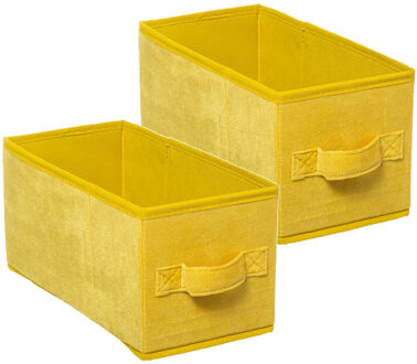 5five Opbergmand/kastmand - Set van 4x stuks - geel - 7 liter - 31 x 15 x 15 cm - Opbergboxen - Vakkenkast