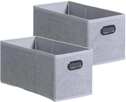 5five Opbergmand/kastmand - Set van 4x stuks - grijs - linnen - 7 liter - 31 x 15 x 15 cm - Opbergbox - Va