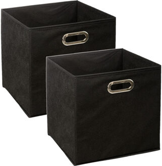 5five Opbergmand / kastmand - Set van 4x stuks - zwart - linnen - 29 liter - 31 x 31 x 31 cm - Opbergbox