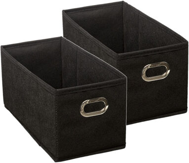 5five Opbergmand/kastmand - Set van 4x stuks - zwart - linnen - 7 liter - 31 x 15 x 15 cm - Opbergbox - Va