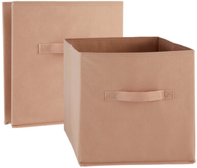 5five Opbergmand/kastmand Square Box - 2x - karton/kunststof - 29 liter - terra - 31 x 31 x 31 cm