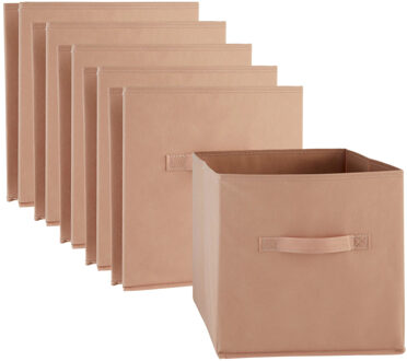 5five Opbergmand/kastmand Square Box - 6x - karton/kunststof - 29 liter - terra - 31 x 31 x 31 cm