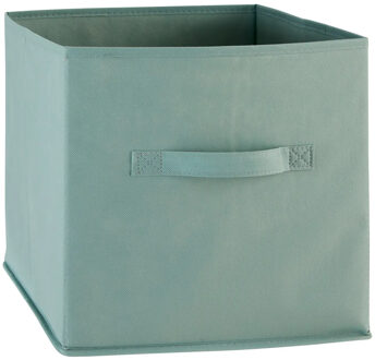 5five Opbergmand/kastmand Square Box - karton/kunststof - 29 liter - zeegroen - 31 x 31 x 31 cm
