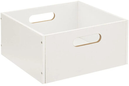 5five Opbergmand/kastmand van hout - wit - 14 Liter - 31 x 31 x 15 cm - Opbergboxen