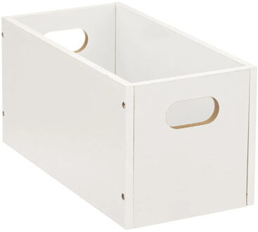 5five Opbergmand/kastmand van hout - wit - 7 Liter - 31 x 15 x 15 cm - Opbergboxen