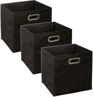 5five Opbergmand/kastmand zwart - Set van 3x stuks - linnen - 29 liter - 31 x 31 x 31 cm - Opbergbox - Vak