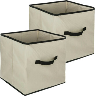 5five Opbergmand/kastmandje - 2x - Beige - 31 x 31 x 31 cm - 29 liter - Vakkenkast manden - Stof