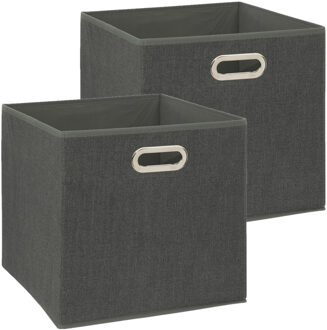 5five Opbergmand/kastmandje - 2x - Donkergrijs - 31 x 31 x 31 cm - 29 liter - Vakkenkast manden - Stof