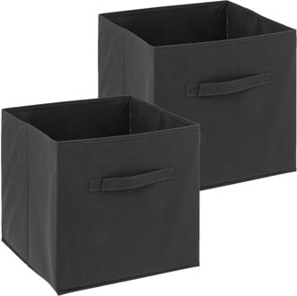 5five Opbergmand/kastmandje - 2x - Donkergrijs - 31 x 31 x 31 cm - 29 liter - Vakkenkast manden - Stof