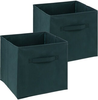 5five Opbergmand/kastmandje - 2x - Smaragd groen - 31 x 31 x 31 cm - 29 liter - Vakkenkast manden - Stof