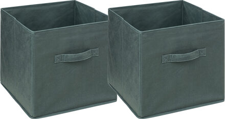5five Opbergmand/kastmandje - 2x stuks - Olijfgroen - 31 x 31 x 31 cm - 29 liter - Vakkenkast manden - Sto
