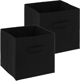 5five Opbergmand/kastmandje - 2x - Zwart - 31 x 31 x 31 cm - 29 liter - Vakkenkast manden - Stof