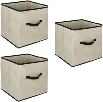 5five Opbergmand/kastmandje - 3x - Beige - 31 x 31 x 31 cm - 29 liter - Vakkenkast manden - Stof