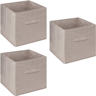 5five Opbergmand/kastmandje - 3x - Beige - 31 x 31 x 31 cm - 29 liter - Vakkenkast manden - Stof