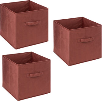 5five Opbergmand/kastmandje - 3x - Bordeaux rood - 31 x 31 x 31 cm - 29 liter - Vakkenkast manden - Stof