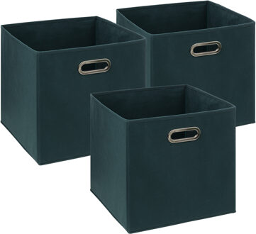 5five Opbergmand/kastmandje - 3x - Smaragd groen - 31 x 31 x 31 cm - 29 liter - Vakkenkast manden - Stof